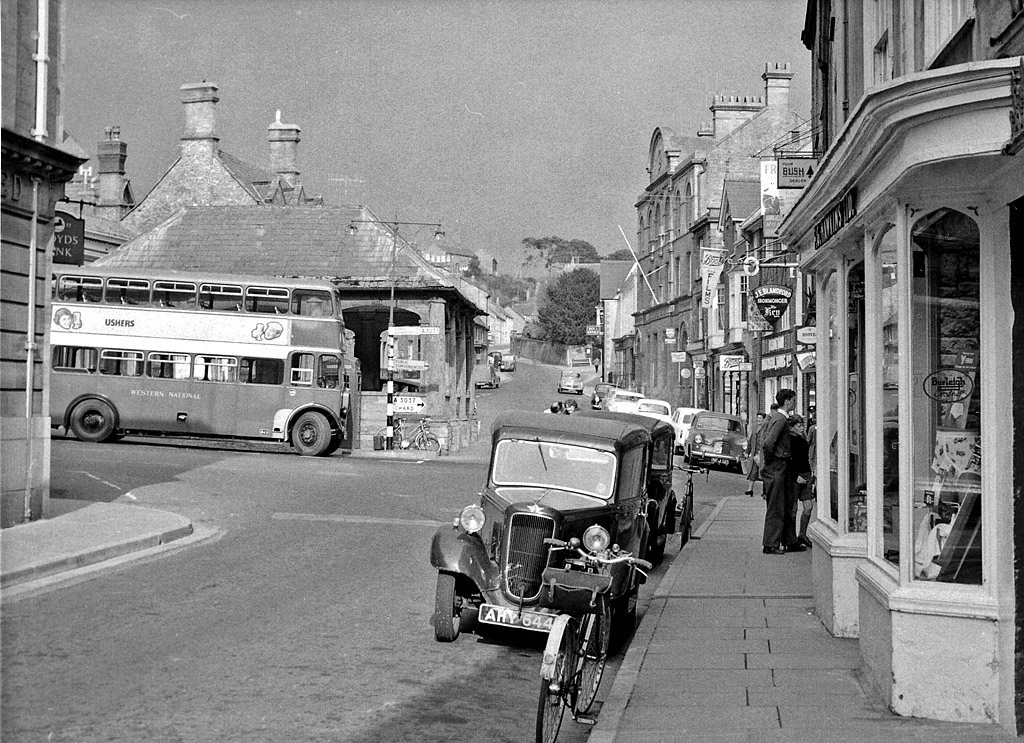 East Street in Ilminster looking west past the Market Hall