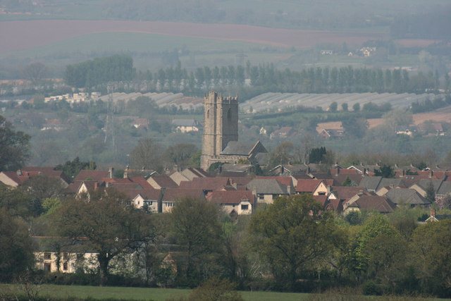 Wide view across Wellington in Somerset from the nearby hills