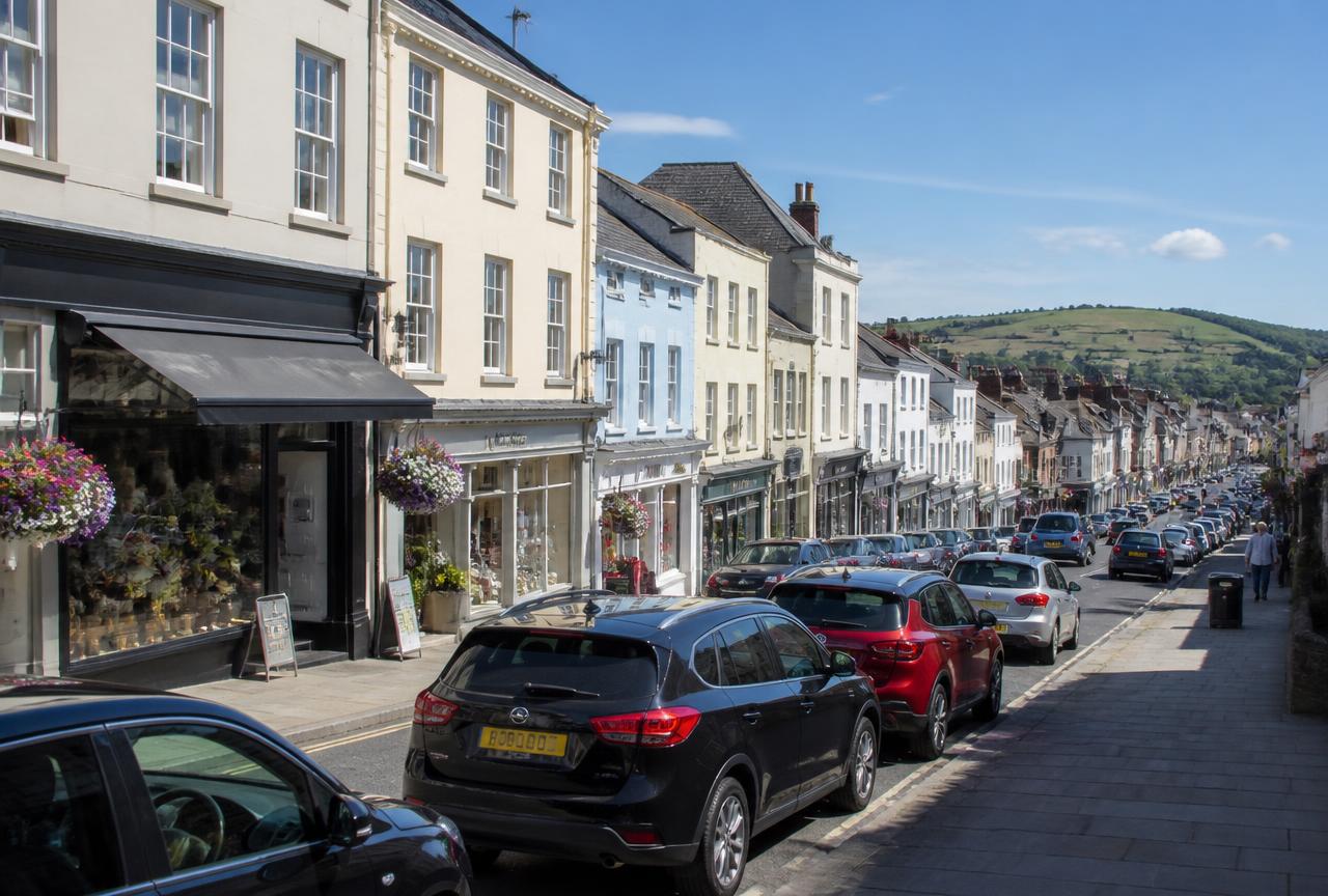Honiton town centre high street in Devon, base for Blackdown Locksmiths serving Chard